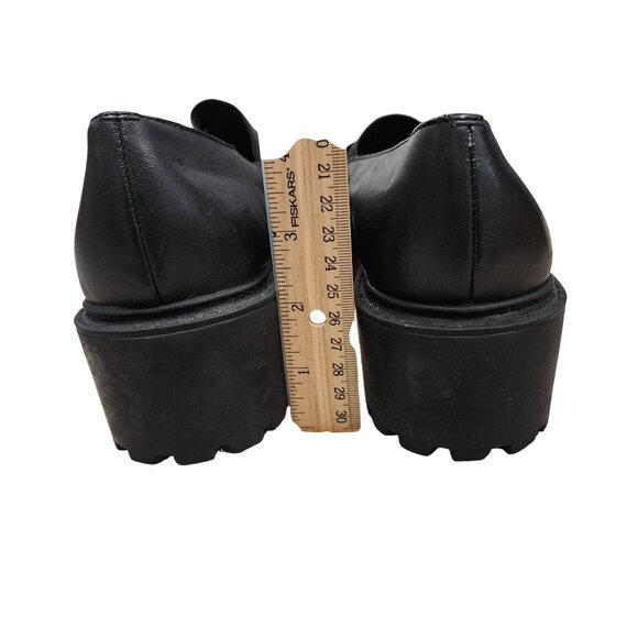 Esprit Black Leather Womens Loafers 9 Slip-On Style Chunky Tread Sole Bryant 90s - Picture 8 of 12